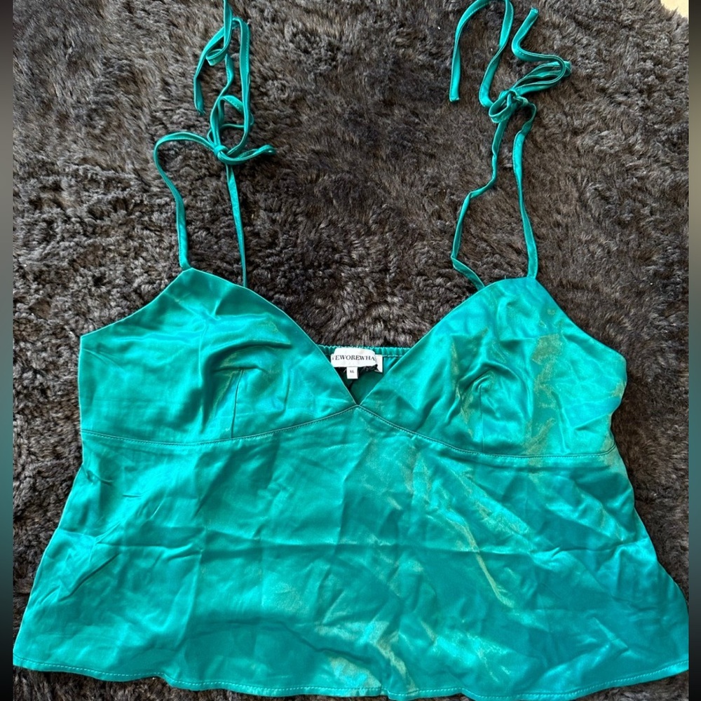 WeWoreWhat silk teal cami XL